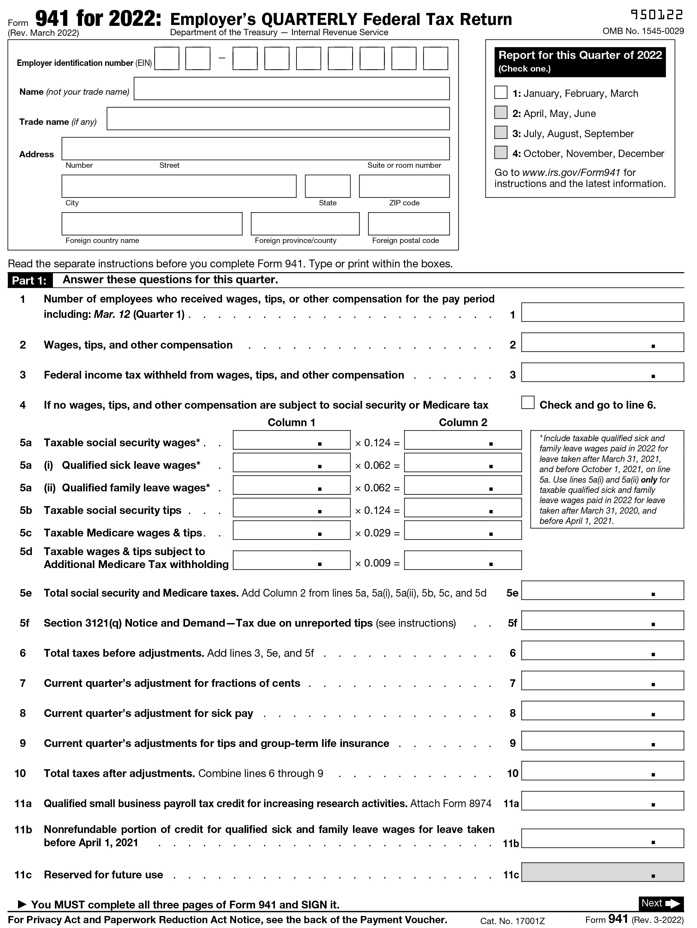 Printable Form 941 Web Create A Printable Form 941 In A Few Simple Steps 1 Choose Tax Year And